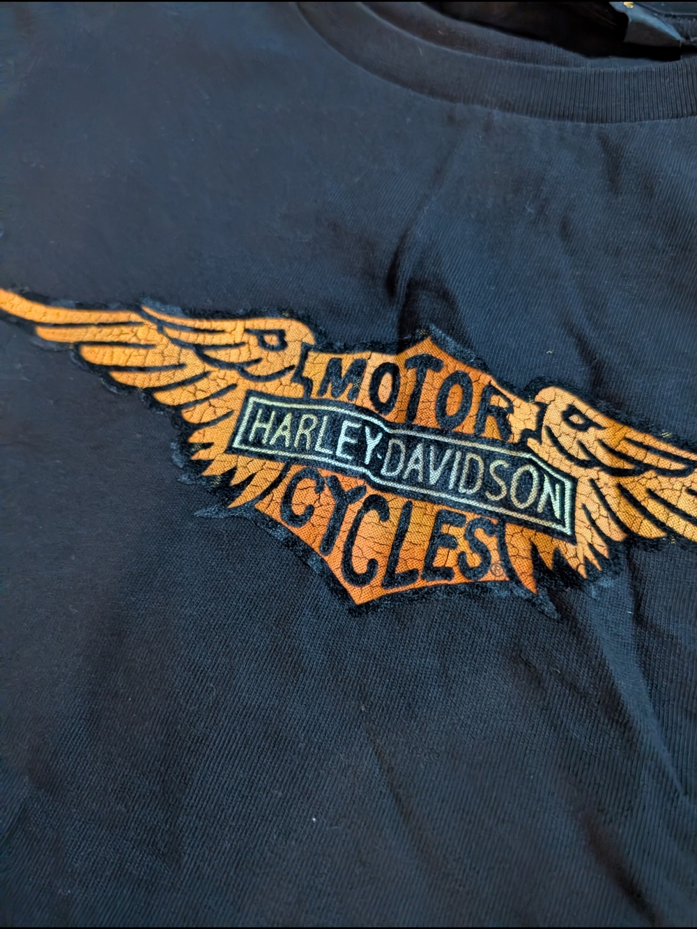 Harley-Davidson Black Tee with Gold Wing Logo - Picture 2 of 5